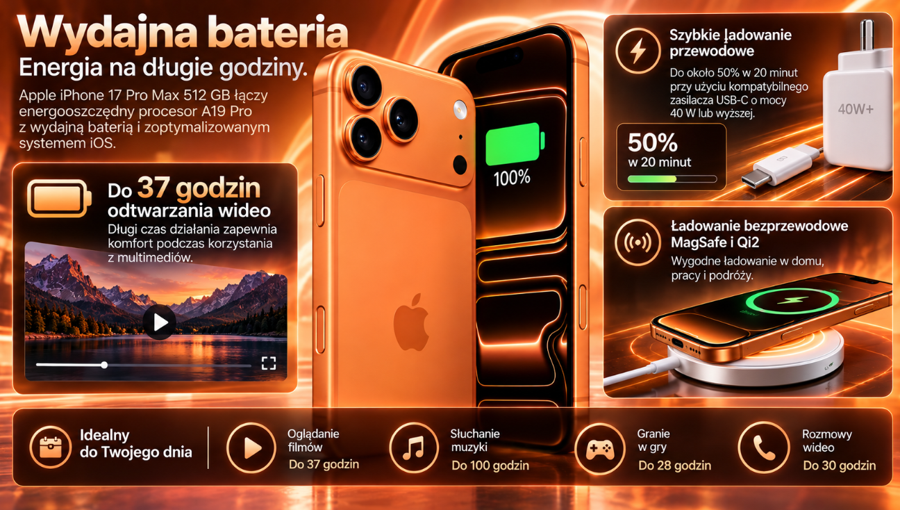 iPhone 17 Pro Max – bateria MagSafe i szybkie ładowanie
